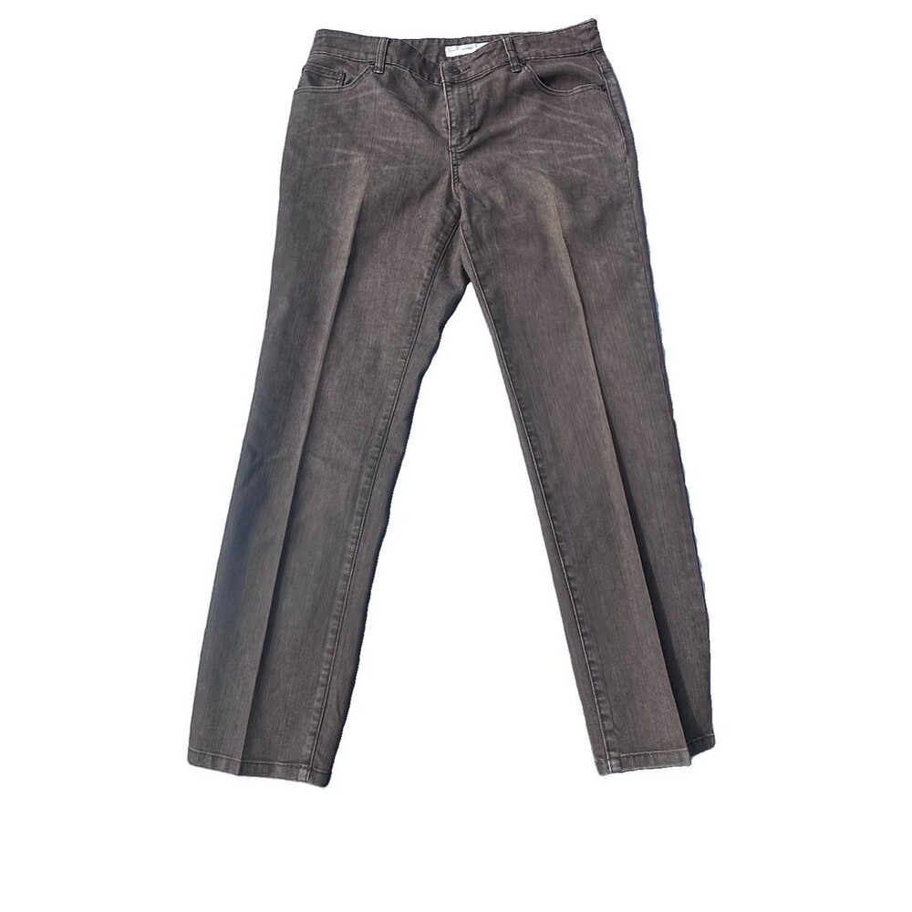 Chico’s Platinum Denim Jeans Women’s 1.5 Short Brown Metallic Straight Leg